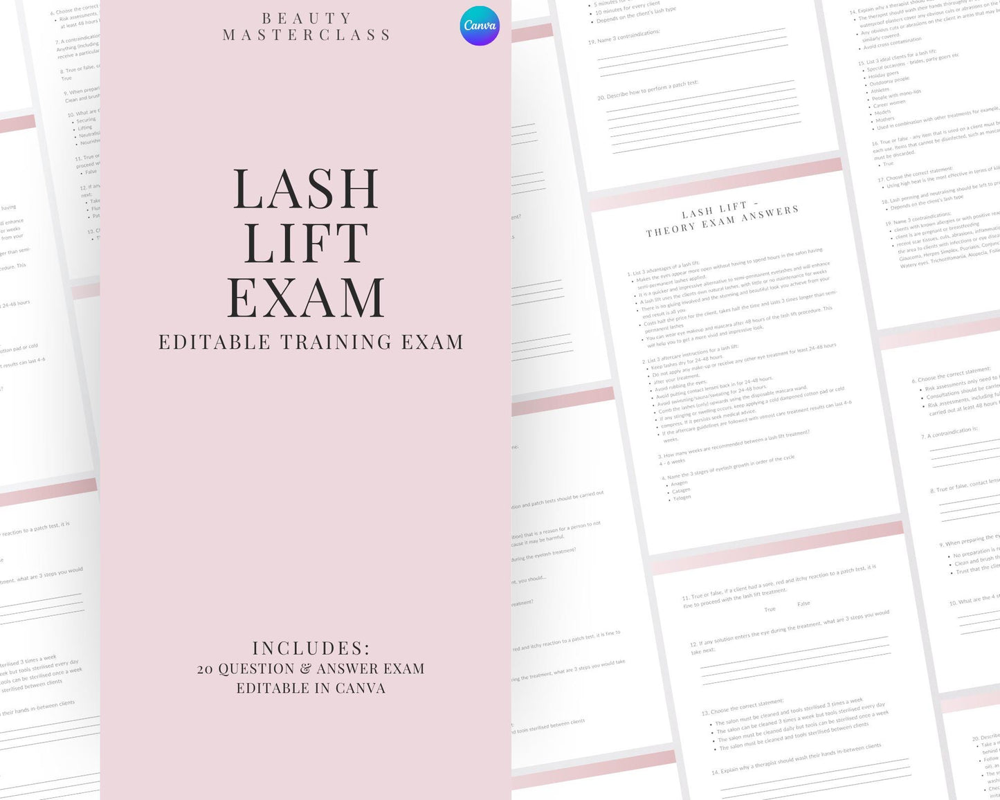 Eyelash Lift and Tint Editable Theory Exam