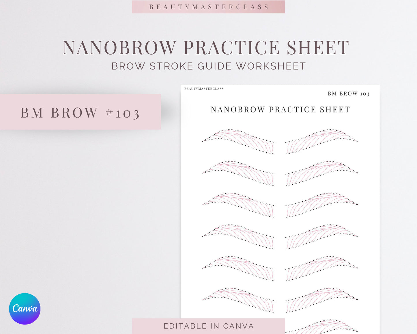 BMBrow#103 Nanobrow Practice Worksheet | Editable SPMU Brow Training