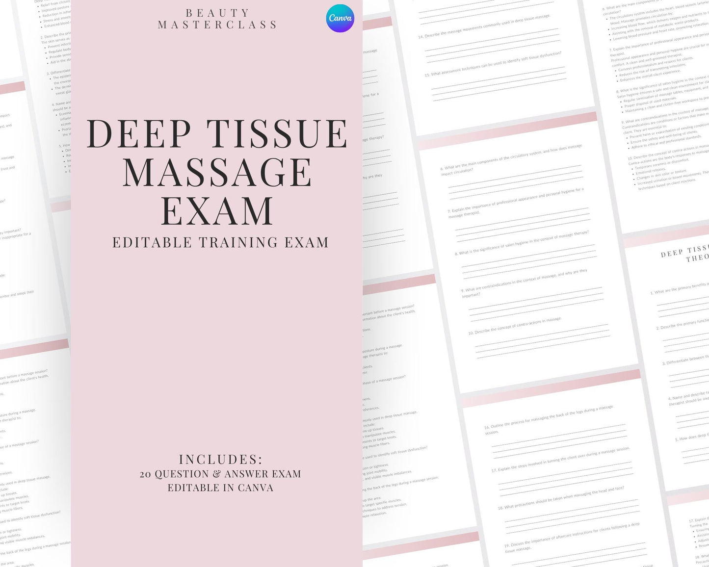 Deep Tissue Massage Editable Theory Exam
