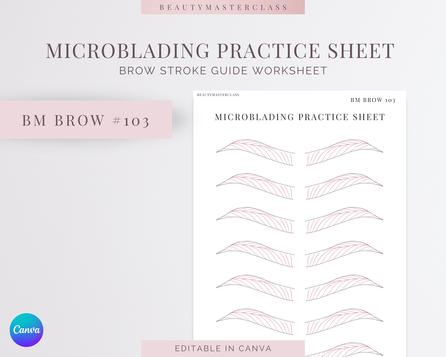 BMBrow#103 Microblading Practice Worksheet | Editable SPMU Brow Training