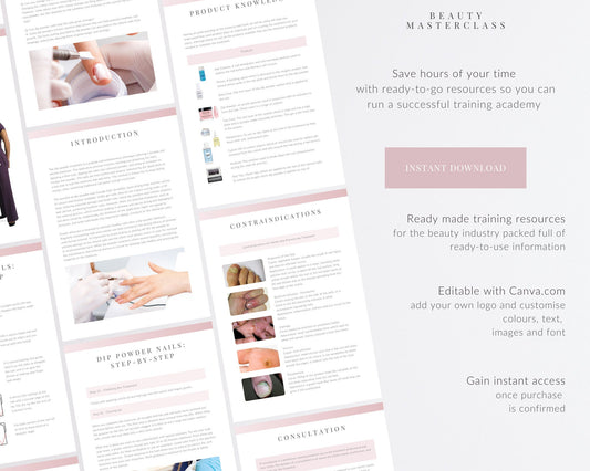 Dip Powder Nails Editable Training Manual