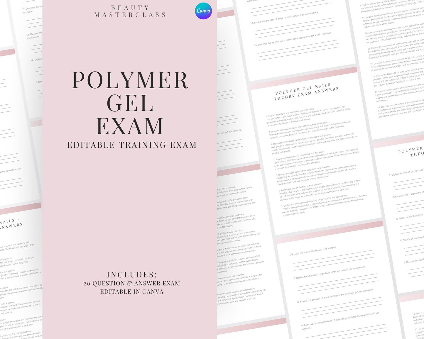 Polymer Gel Nails Editable Theory Exam