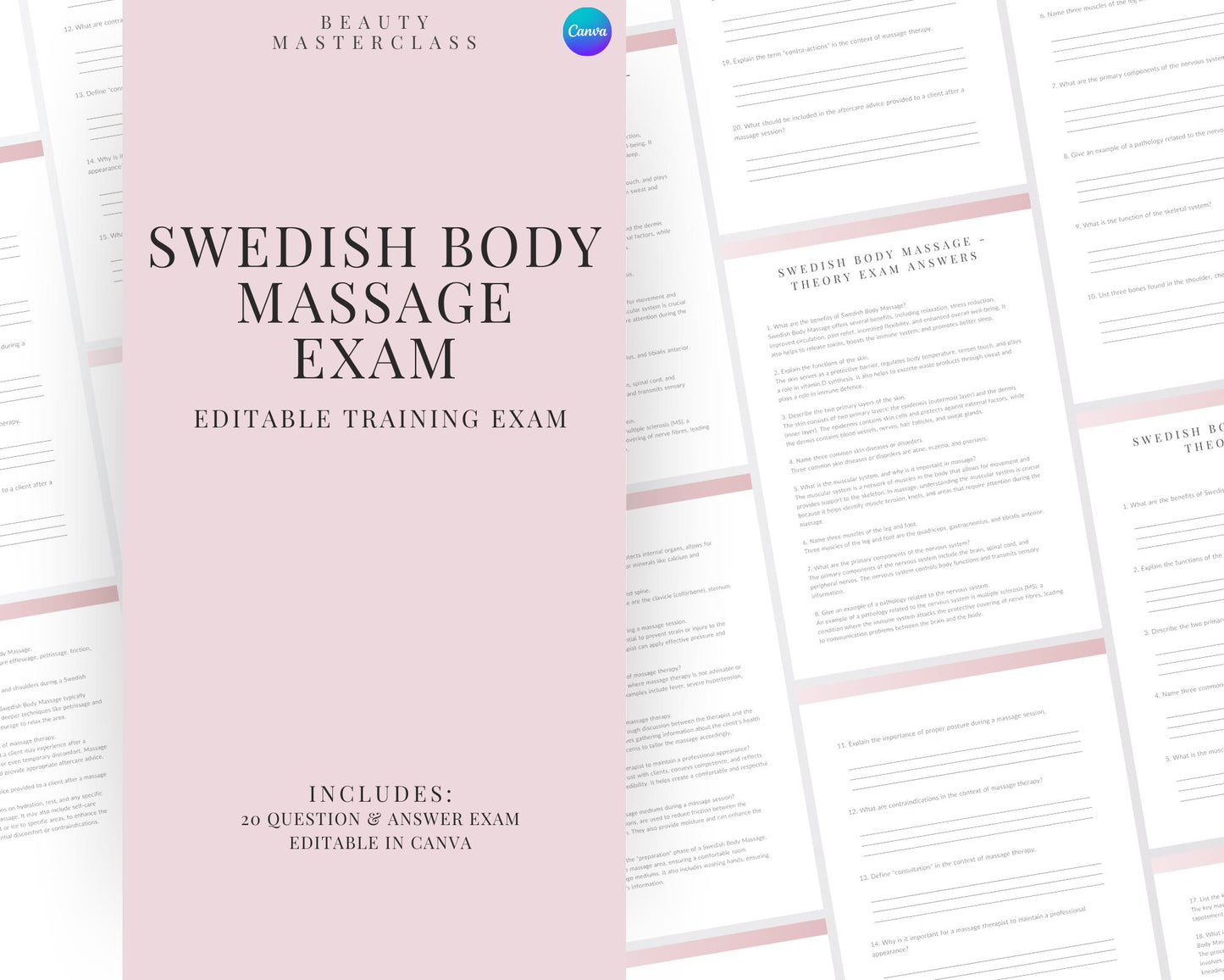 Swedish Body Massage Editable Theory Exam
