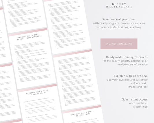Eyebrow Wax & Tint Editable Theory Exam
