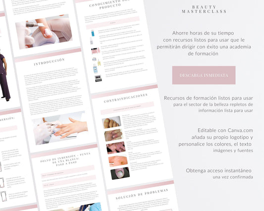 Spanish Dip Powder Nails Editable Training Manual