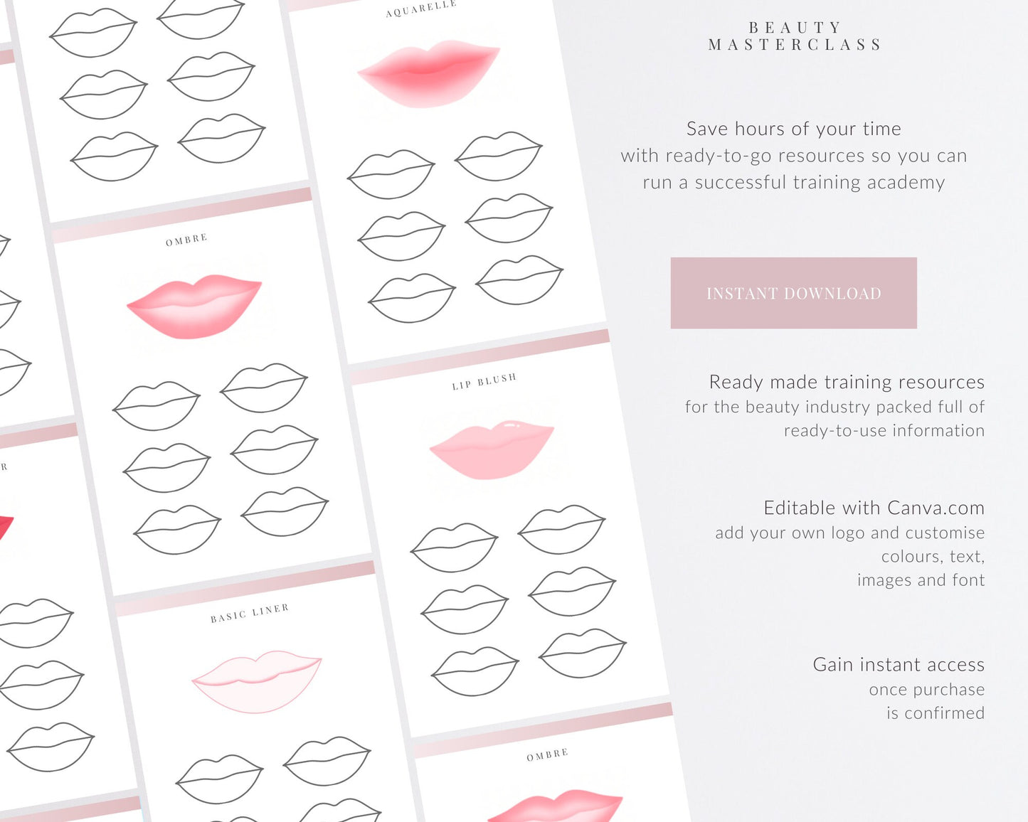 Lip Blush Shading SPMU Editable Training Worksheets