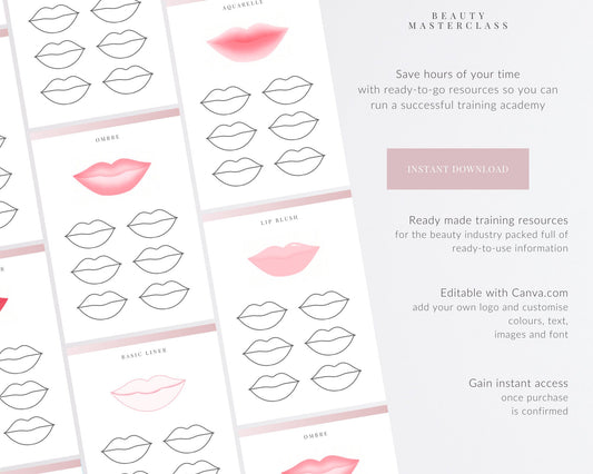 Lip Blush Shading SPMU Editable Training Worksheets