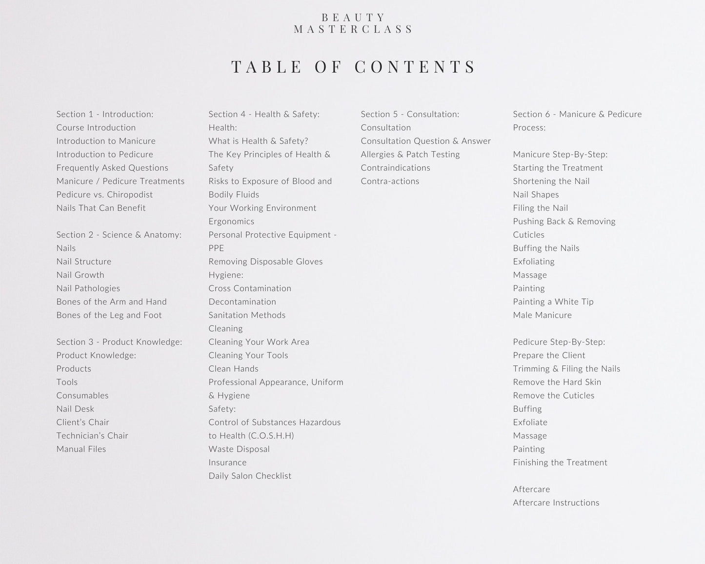 Manicure & Pedicure Editable Training Manual