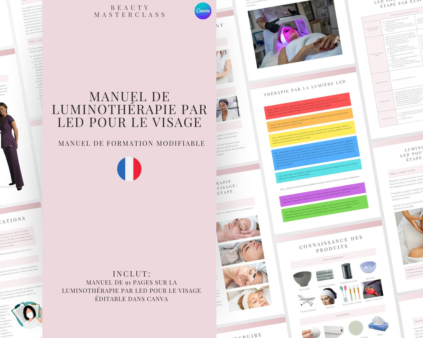 French LED Light Therapy Facial Editable Training Manual