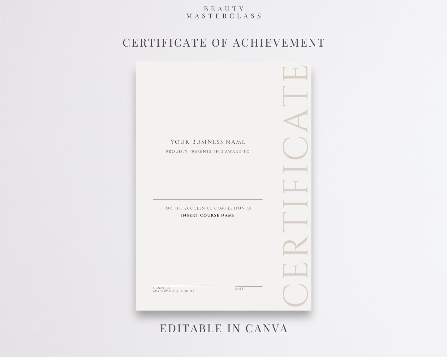Editable Beauty Course Certificate | Canva Template