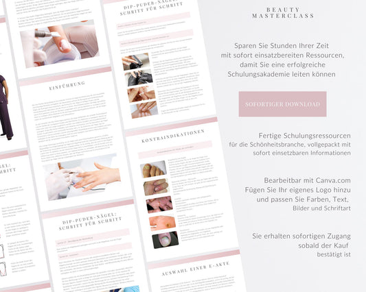 German Dip Powder Nails Editable Training Manual