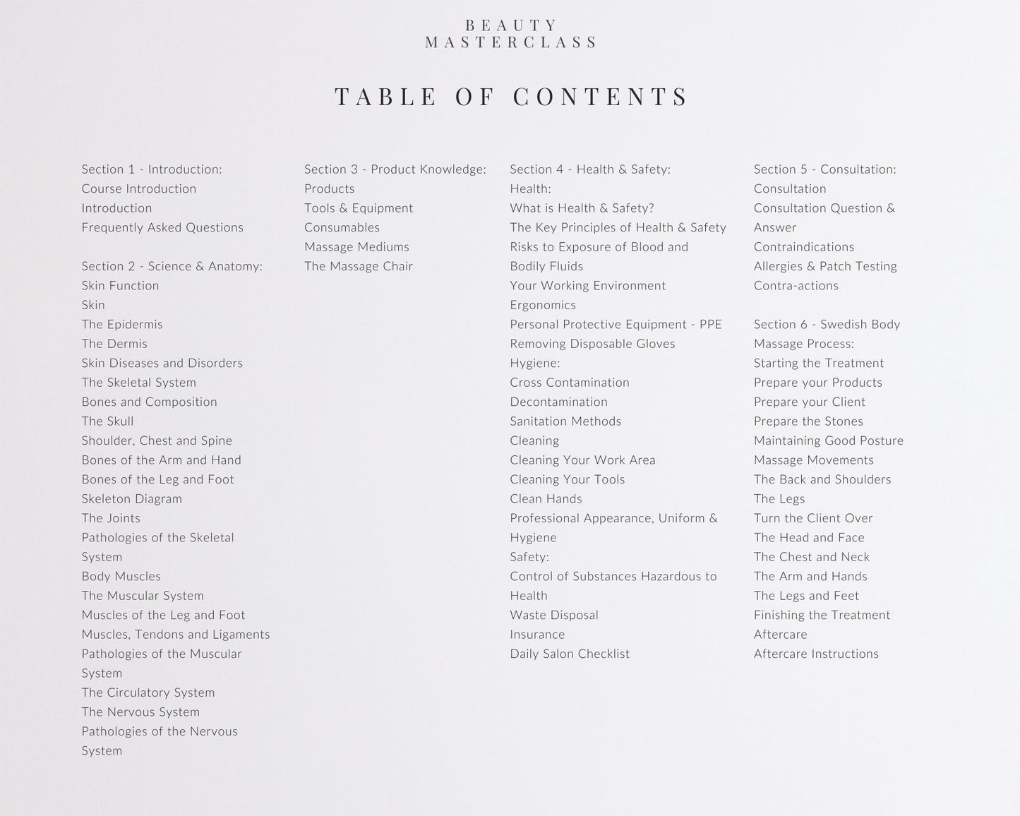Swedish Body Massage Editable Training Manual