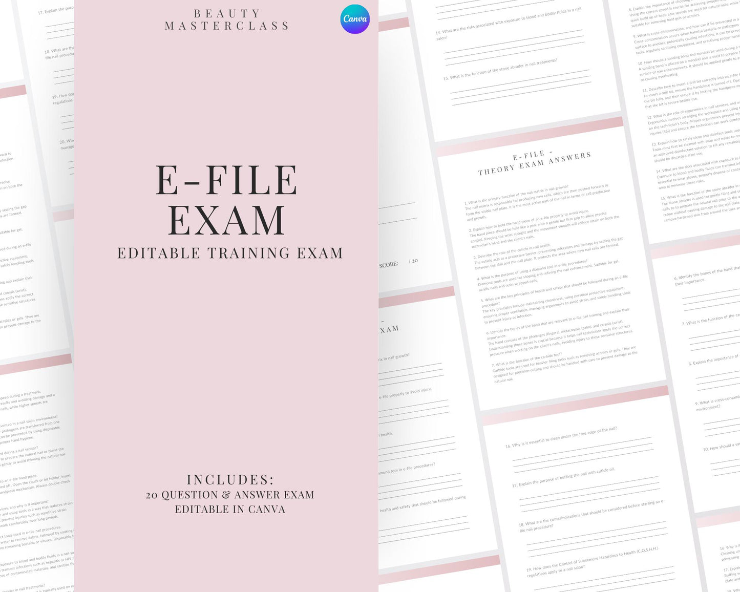 E-File Nail Editable Theory Exam