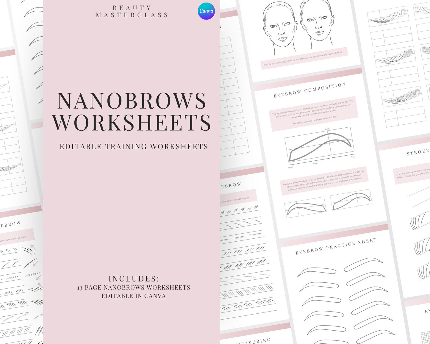 Nanobrows Mapping and Stroke Pattern SPMU Editable Training Worksheets
