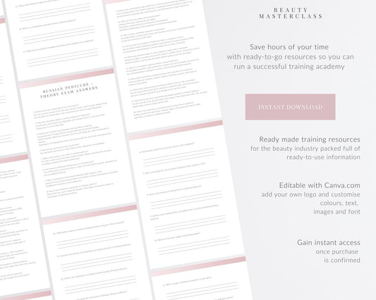 Russian Pedicure Nail Editable Theory Exam