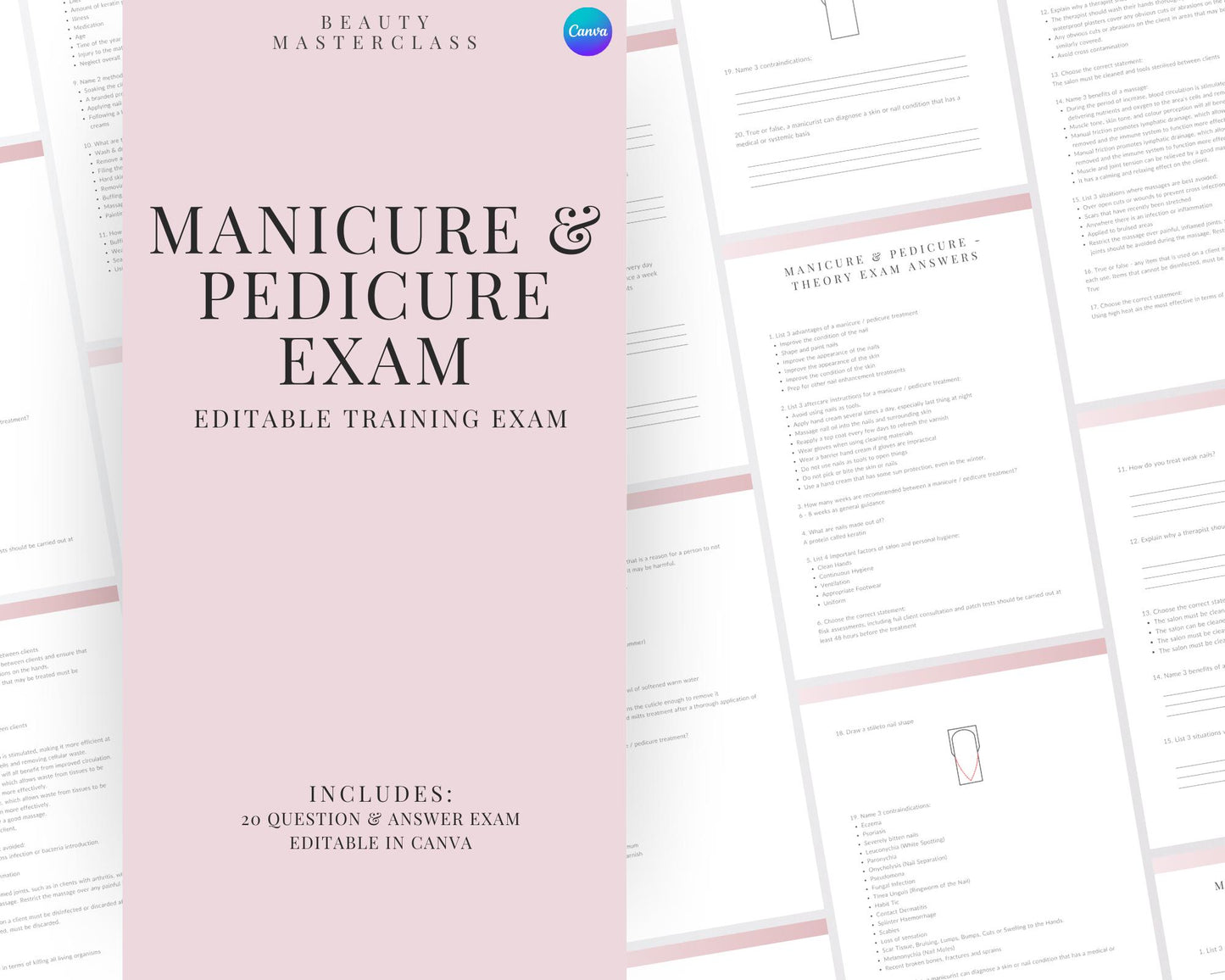 Manicure & Pedicure Nail Editable Theory Exam