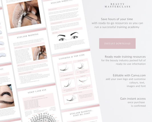 Lash Styling & Mapping for Classic Hybrid and Volume Lash Extensions Editable Training Manual