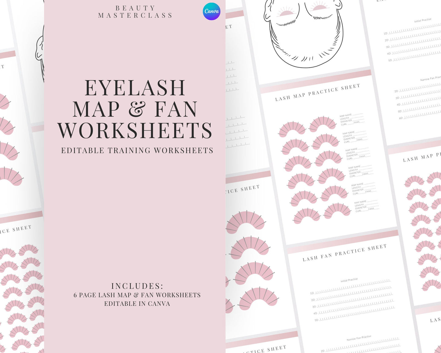 Lash Map & Fan Practice Editable Worksheets