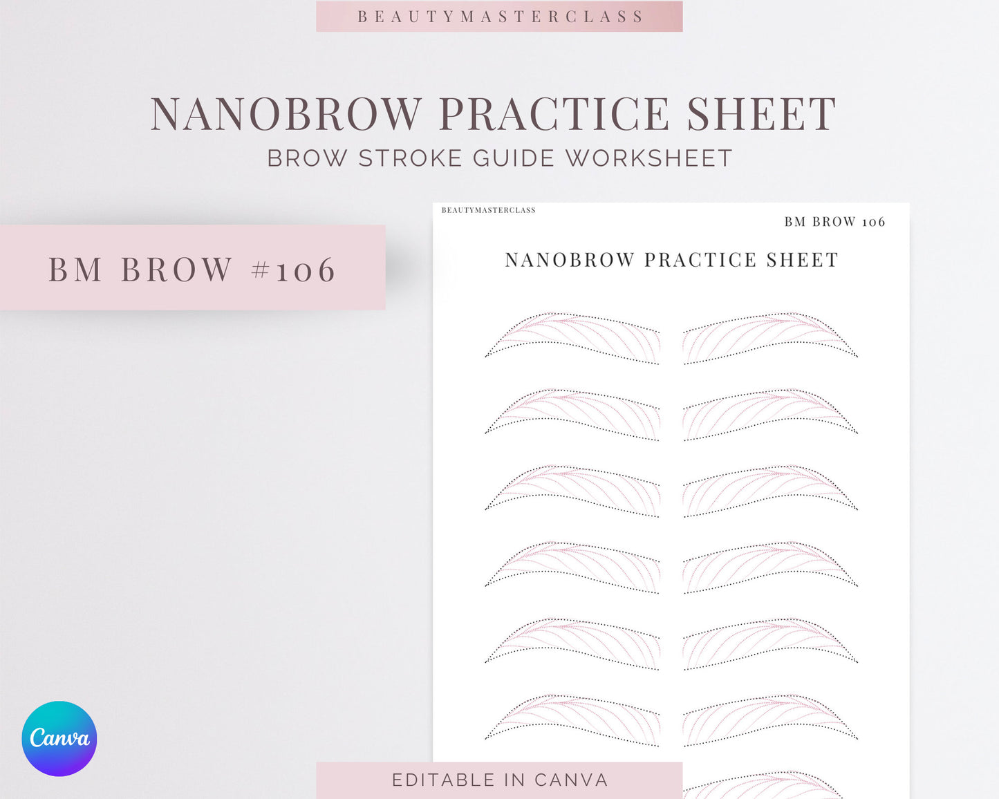 BMBrow#106 Nanobrow Practice Worksheet | Editable SPMU Brow Training