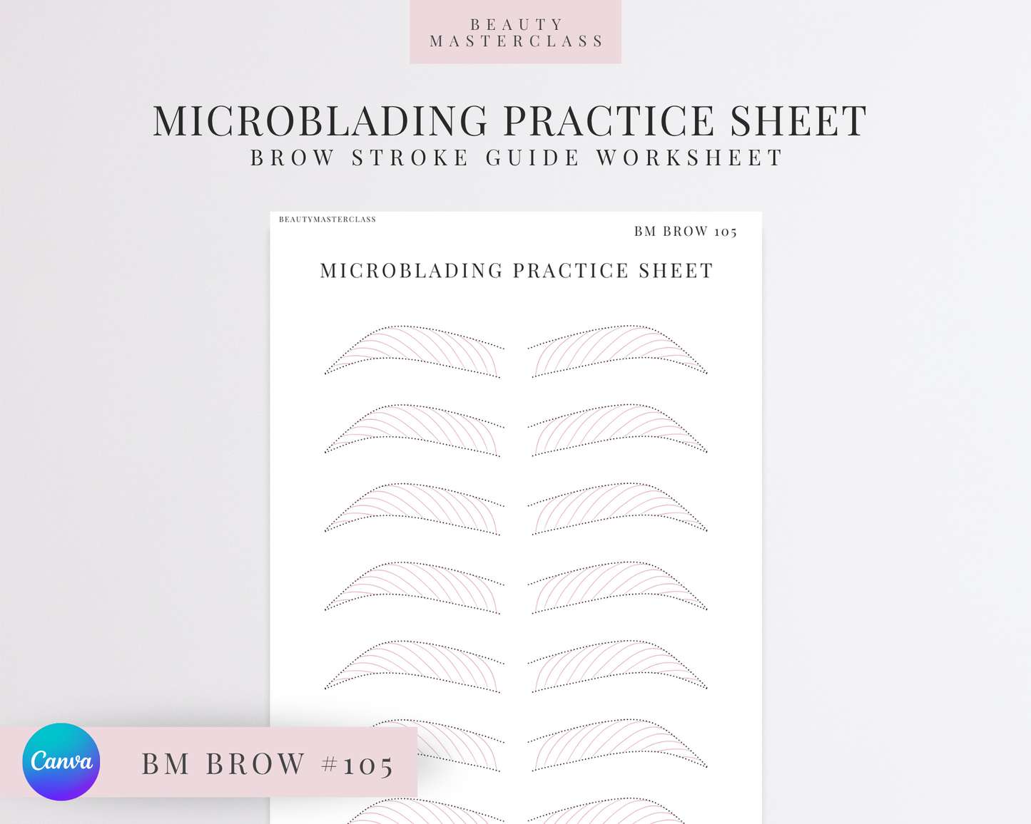 BMBrow#105 Microblading Practice Worksheet | Editable SPMU Brow Training