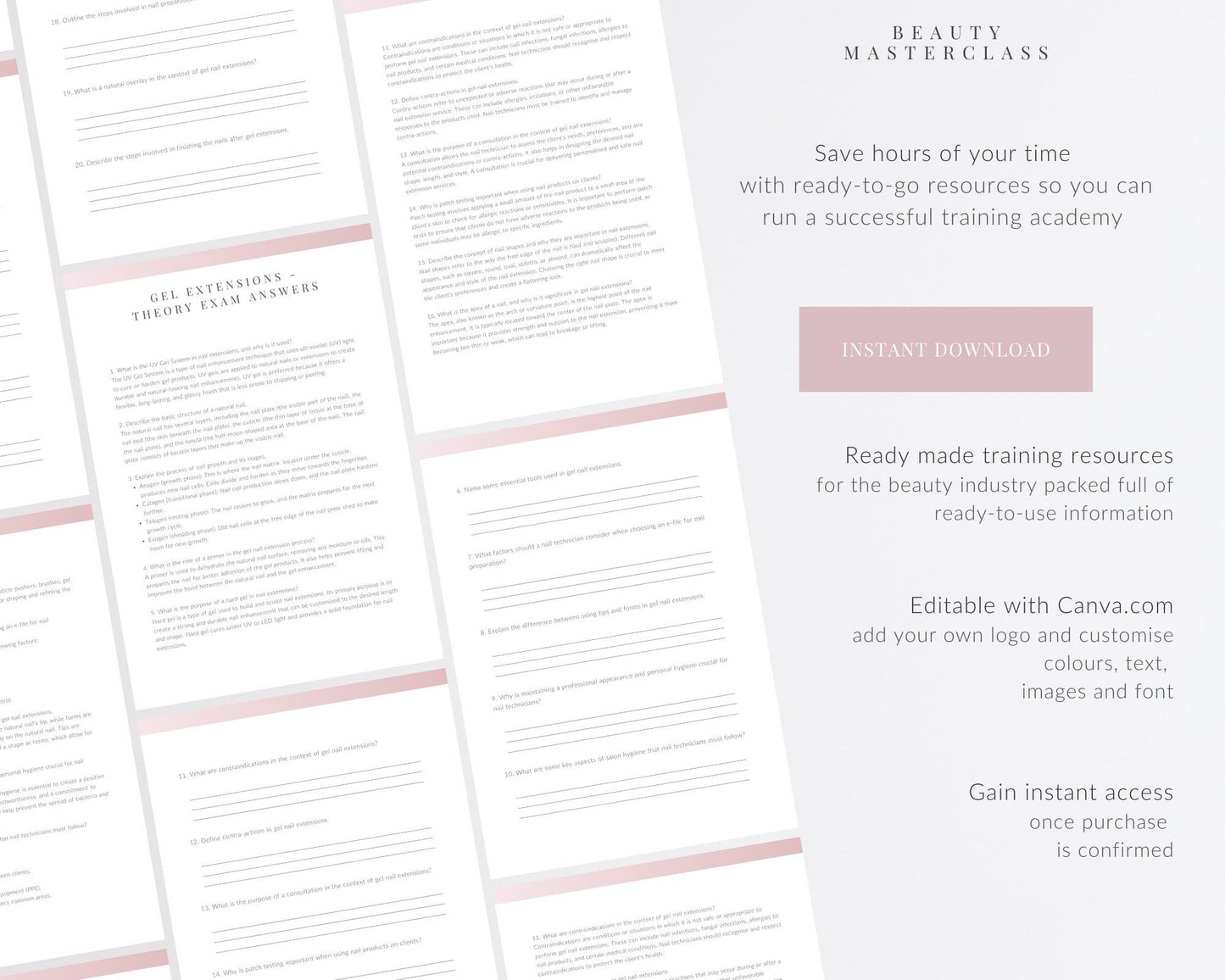 Gel Nail Extension Editable Theory Exam