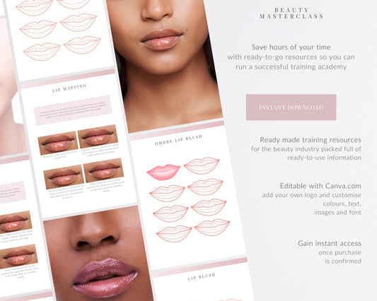 Lip Blush Mapping and Shading SPMU Editable Training Worksheets