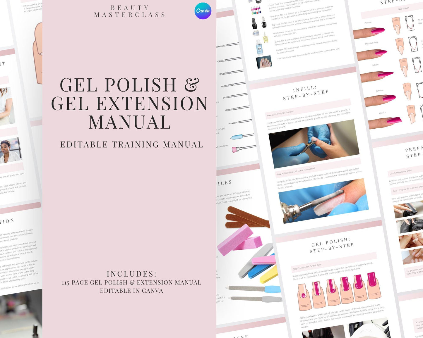 Gel Nail Polish and Gel Nail Extensions Editable Training Manual