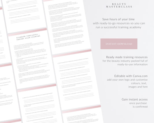 Eyebrow Threading Editable Theory Exam