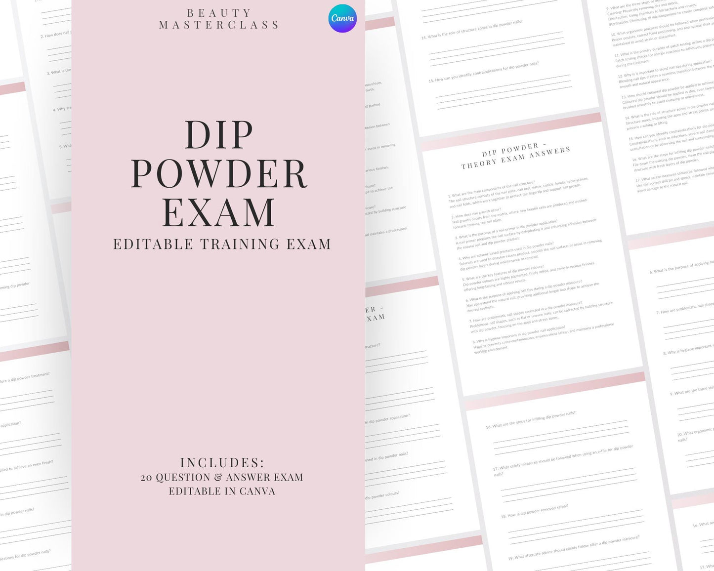 Dip Powder Nails Editable Theory Exam