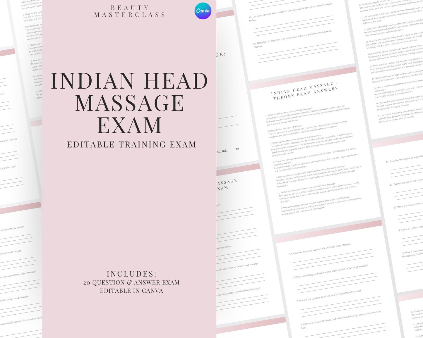 Indian Head Massage Editable Theory Exam