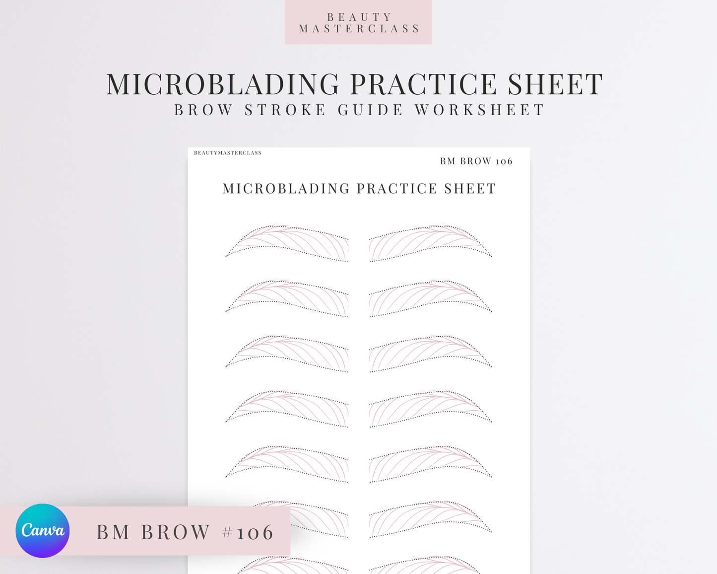 BMBrow#106 Microblading Practice Worksheet | Editable SPMU Brow Training