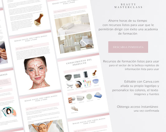 Spanish Kansa Wand Facial Massage Editable Training Manual