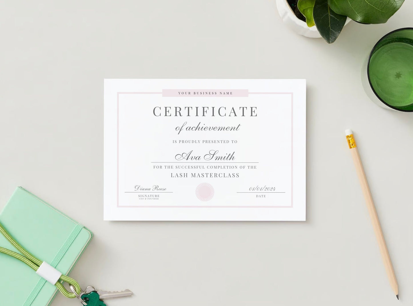 Editable Beauty Course Certificate | Canva Template