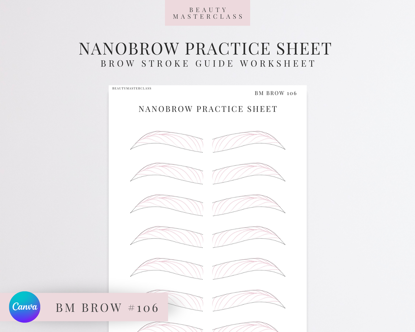 BMBrow#106 Nanobrow Practice Worksheet | Editable SPMU Brow Training