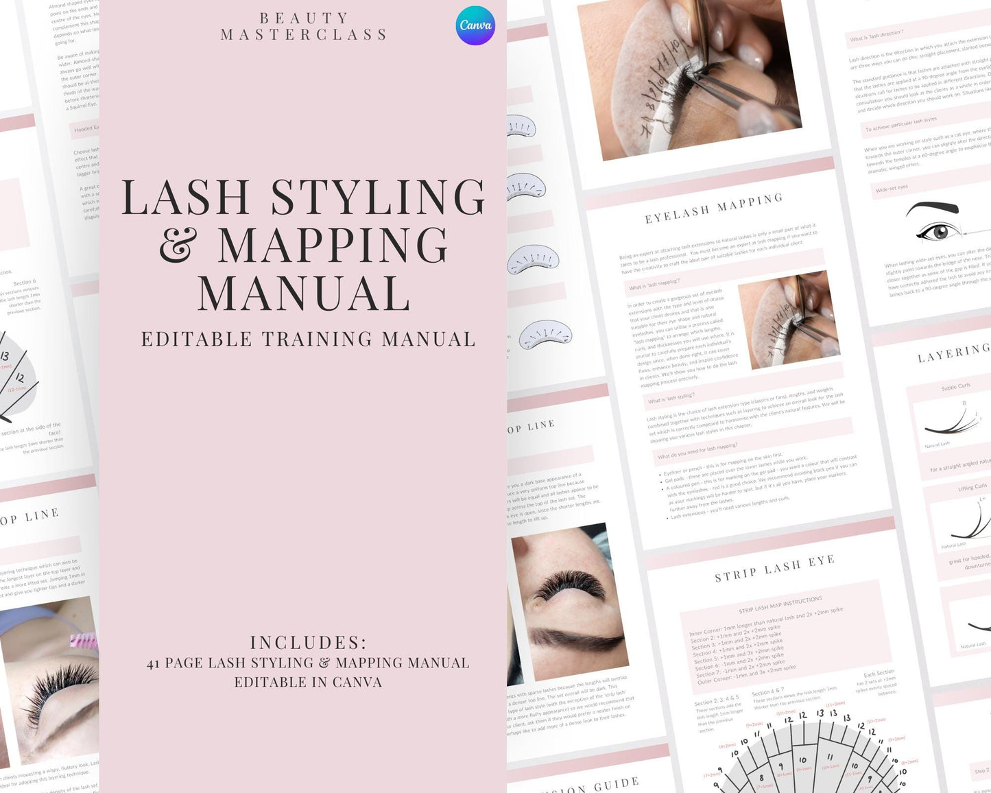 Lash Styling & Mapping for Classic Hybrid and Volume Lash Extensions Editable Training Manual
