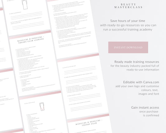 Manicure & Pedicure Nail Editable Theory Exam