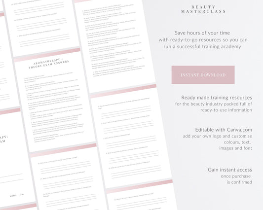 Aromatherapy Massage Editable Theory Exam