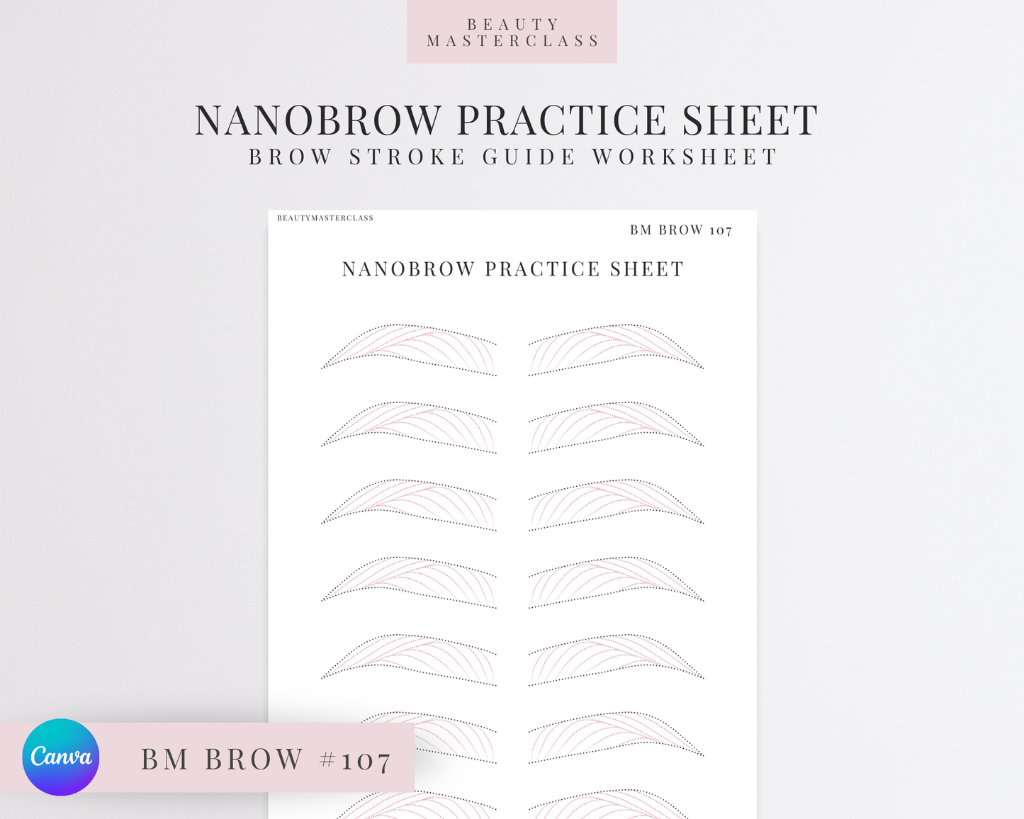 BMBrow#107 Nanobrow Practice Worksheet | Editable SPMU Brow Training