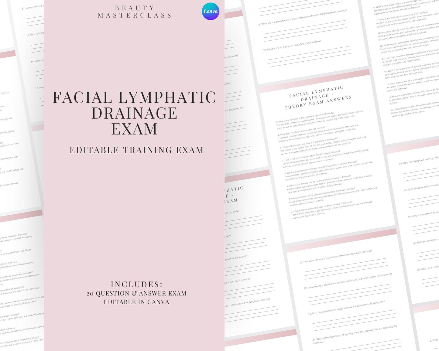 Facial Lymphatic Drainage Editable Theory Exam