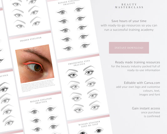 SPMU Eyeliner Mapping and Shading Editable Training Worksheets