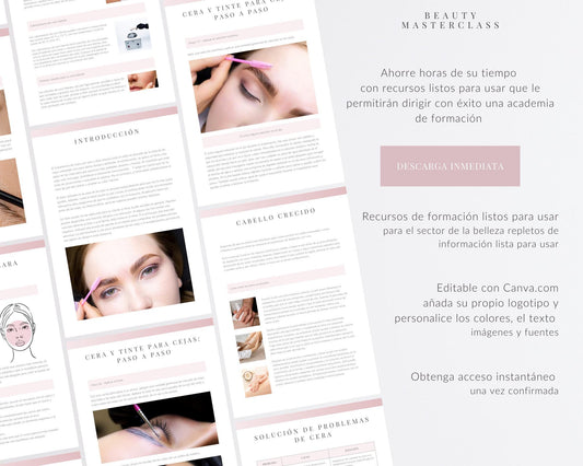 Spanish Eyebrow Wax & Tint Editable Training Manual