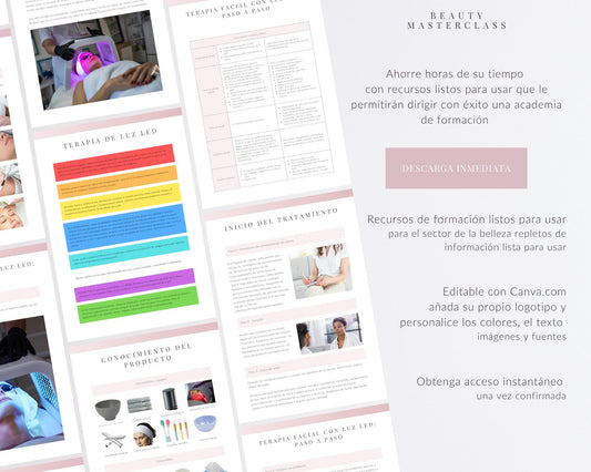 Spanish LED Light Therapy Facial Editable Training Manual