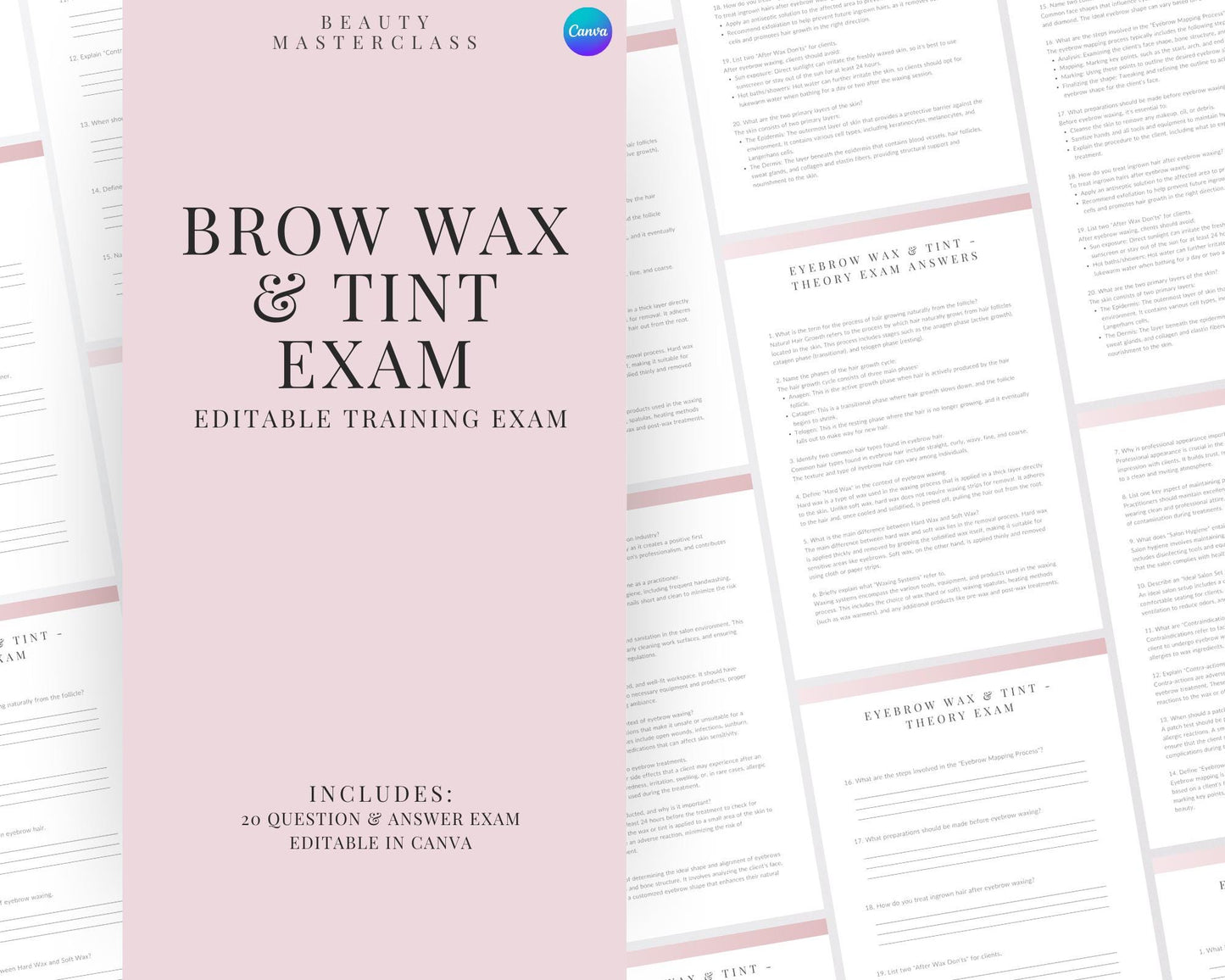 Eyebrow Wax & Tint Editable Theory Exam