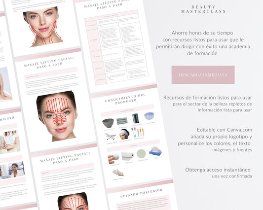 Spanish Face Lift Massage Editable Training Manual