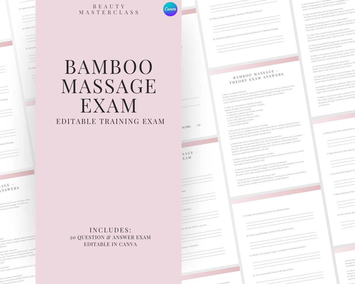 Bamboo Massage Editable Theory Exam
