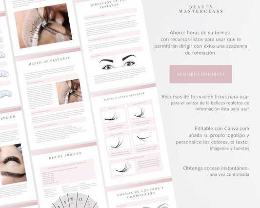 Spanish Lash Styling & Mapping for Classic Hybrid and Volume Lash Extensions Editable Training Manual