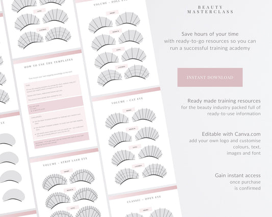 Lash Styling & Mapping Editable Worksheets