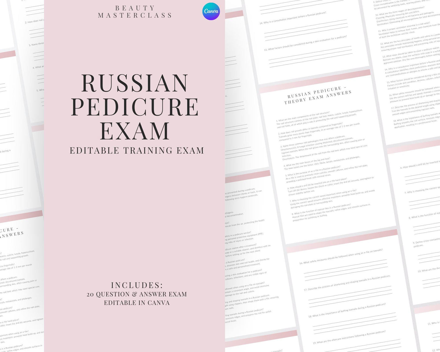 Russian Pedicure Nail Editable Theory Exam