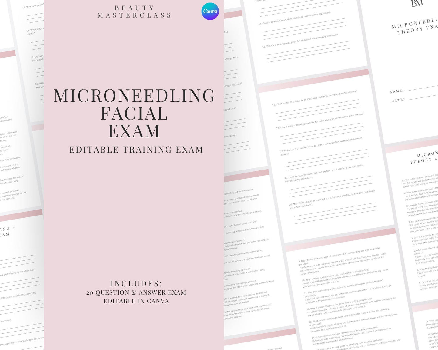 Microneedling Facial Editable Theory Exam