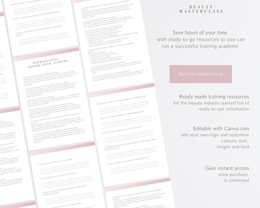 Dermaplaning Facial Editable Theory Exam